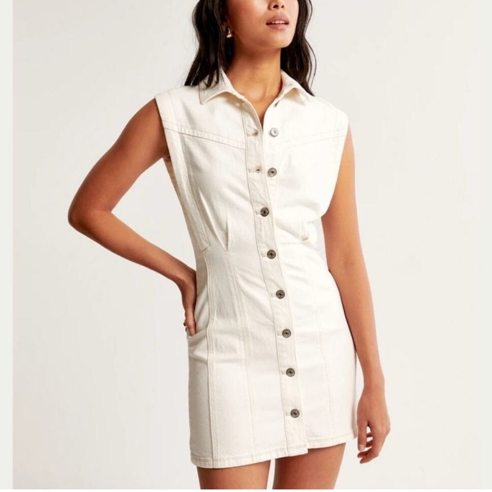 Abercrombie & Fitch White Button-Down Dress